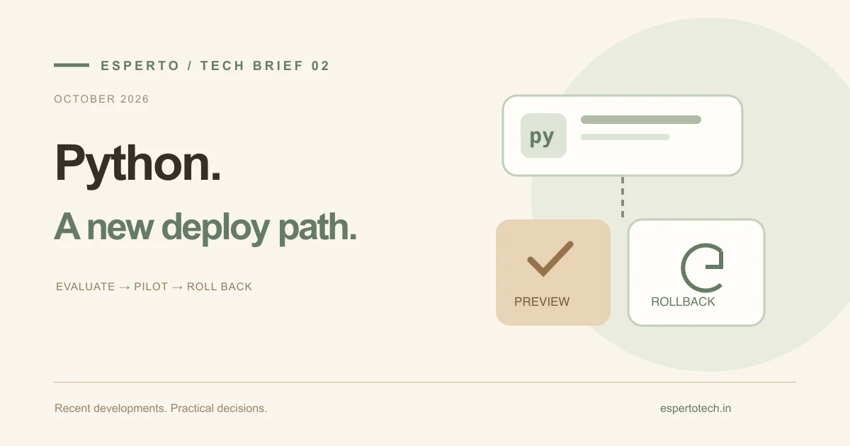 Illustration of a Python backend, deployment preview and rollback checkpoint