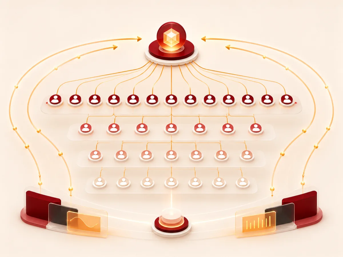 Unilevel MLM network with broad frontline and multiple commission levels