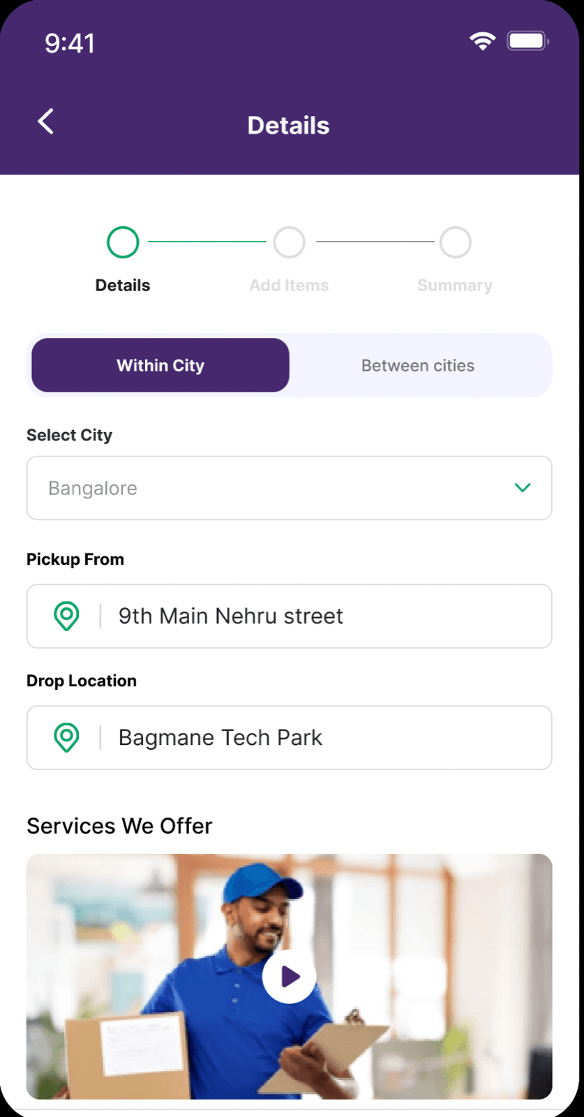 Movement Delivery App screen 6