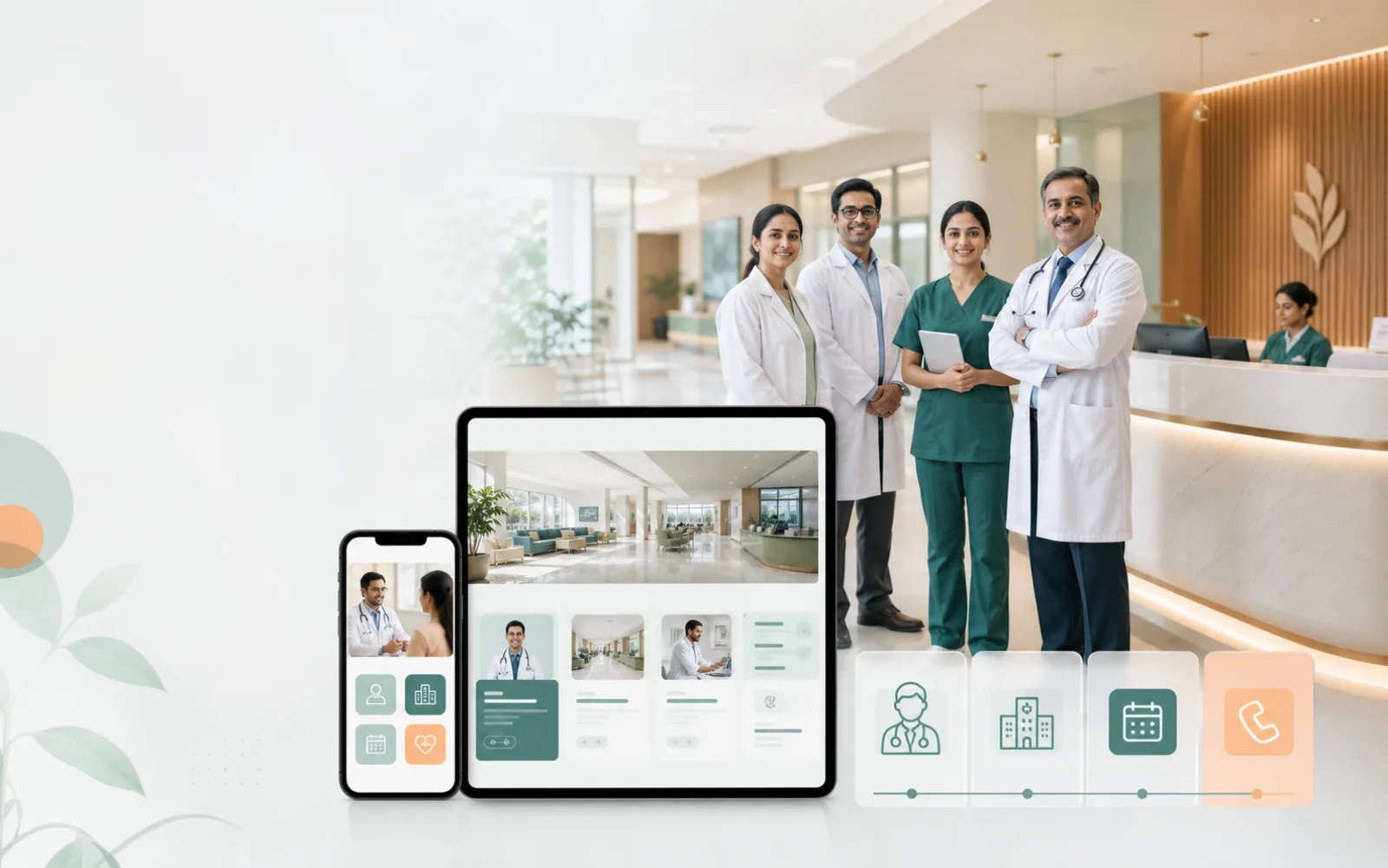 Hospital care team with accessible patient website