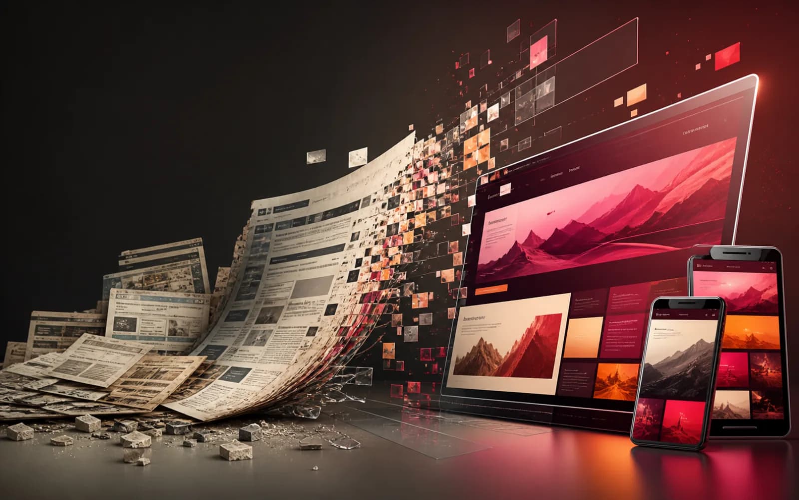 Old website transforming into a modern responsive digital experience